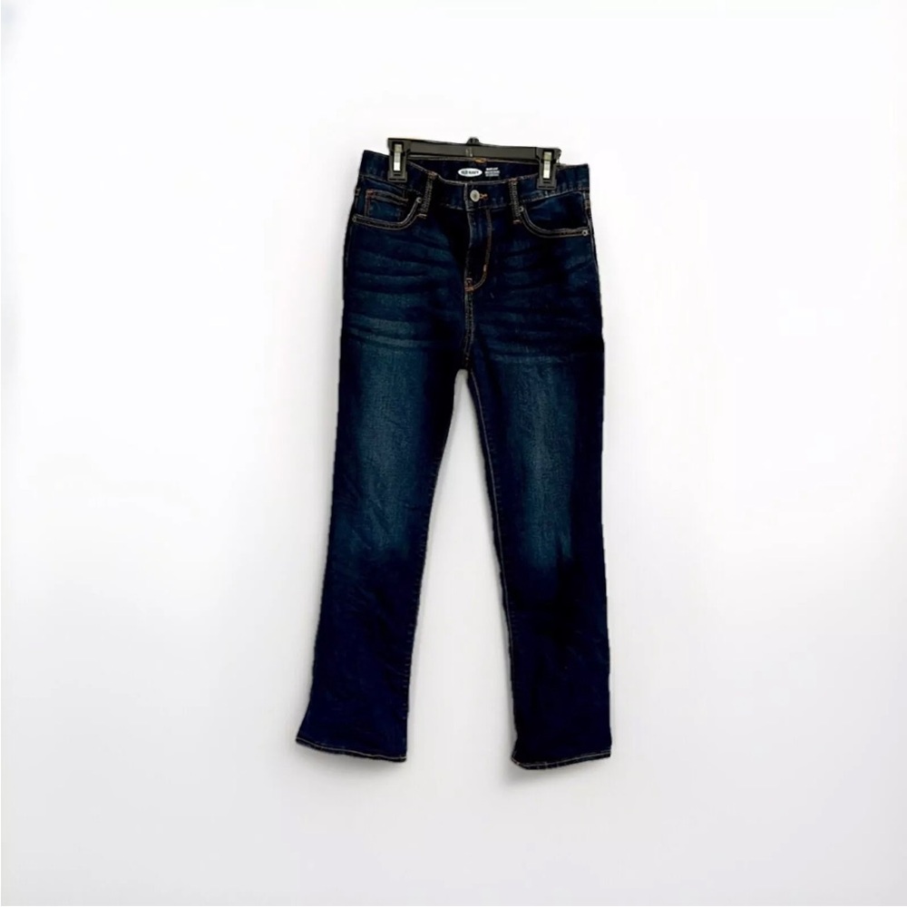Old Navy boot-cut built-in tough built-in flex jeans blue dark wash boys size 14